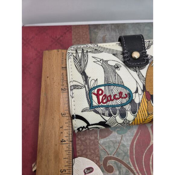 Sakroots Zip Around Coated Canvas Wristlet Wallet Peace Print Birds New W Tags - Picture 5 of 11